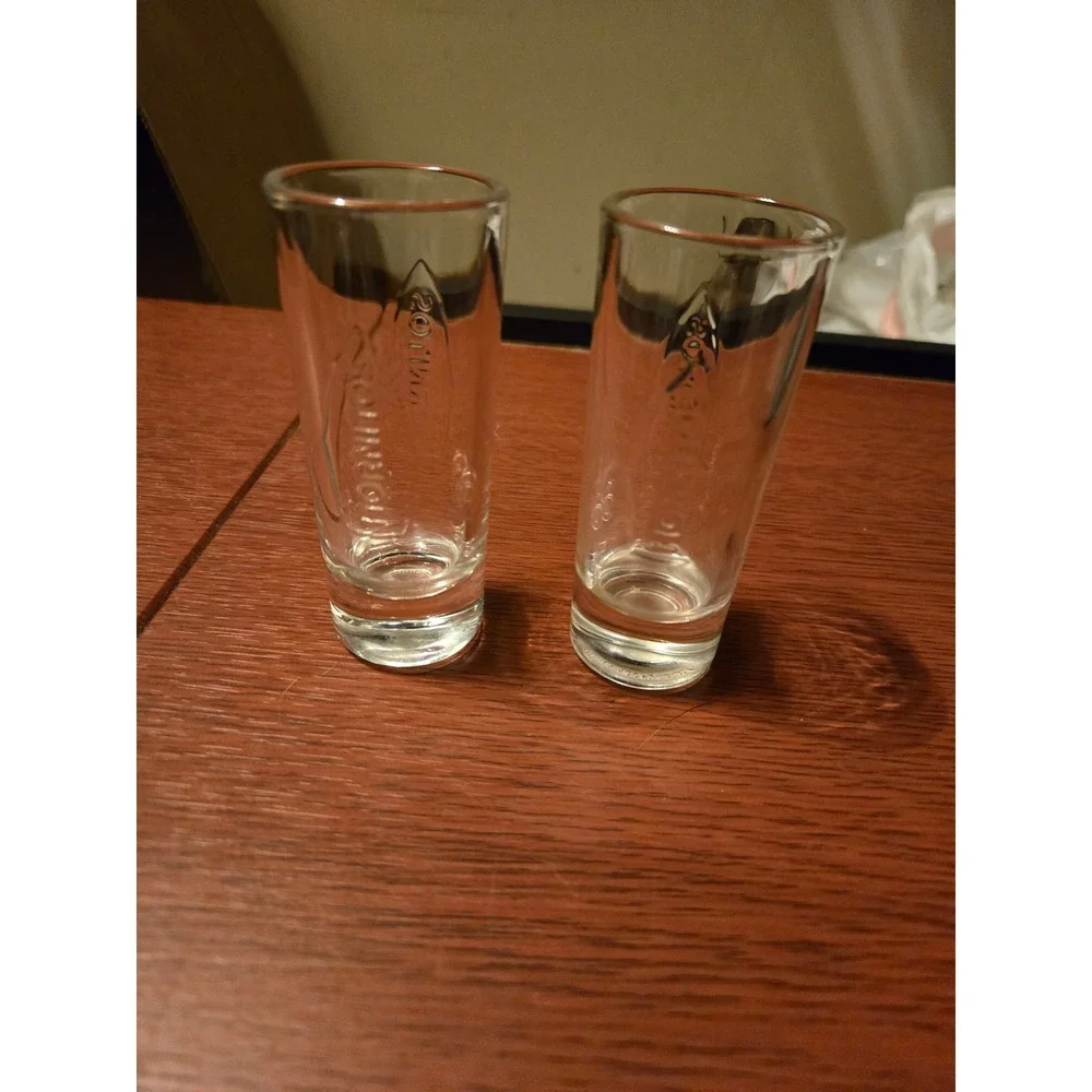 Hornitos Tequila Shot Glasses Set of 2 Clear Embossed Logo Tall Shooter Barware‎